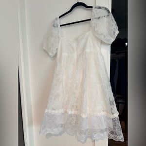 Le Lis White Laced mini dress